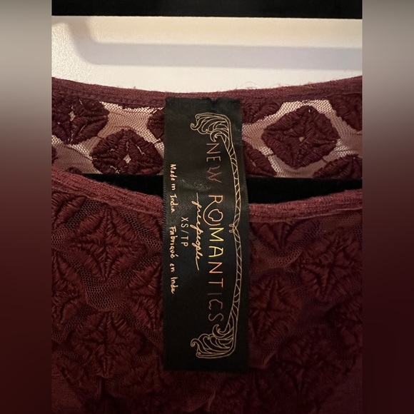 Free People Burgundy Lace Top, XS - Picture 6 of 6